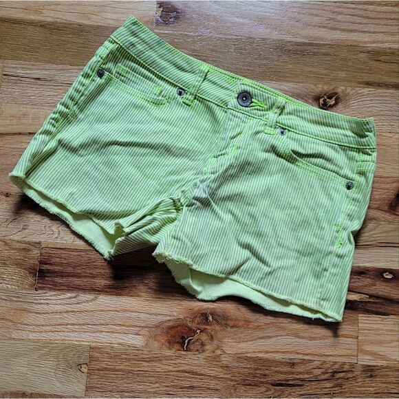 Aeropostale Yellow Green Striped Shorts 0 - Picture 1 of 6